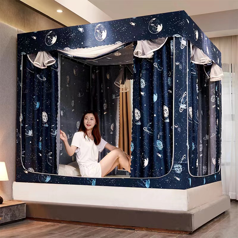 มุ้งครอบเตียง มุ้งแบบมีม่านปิด 4 ด้าน มีม่านกันแสง มุ้งกันยุงผู้ใหญ่ มุ้ง 6.6 ฟุต 5 ฟุต มุ้งห้องนอน - รูปที่ 4