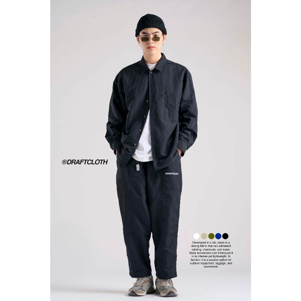 DRAFTCLOTH LOOSE SHIRT เสื้อเชิ้ตทรงหลวม ไนลอน ดำ