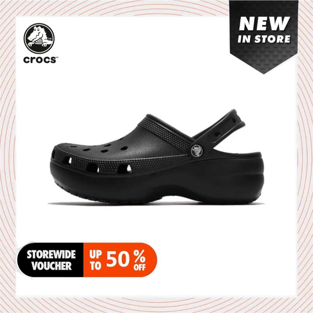 【การอนุญาตแบรนด์】รองเท้าแตะผู้หญิง Crocs Platform Clog รองเท้ารัดส้นหัวโต ส้นสูง  รองเท้าเบาและนุ่ม ใส่สวย