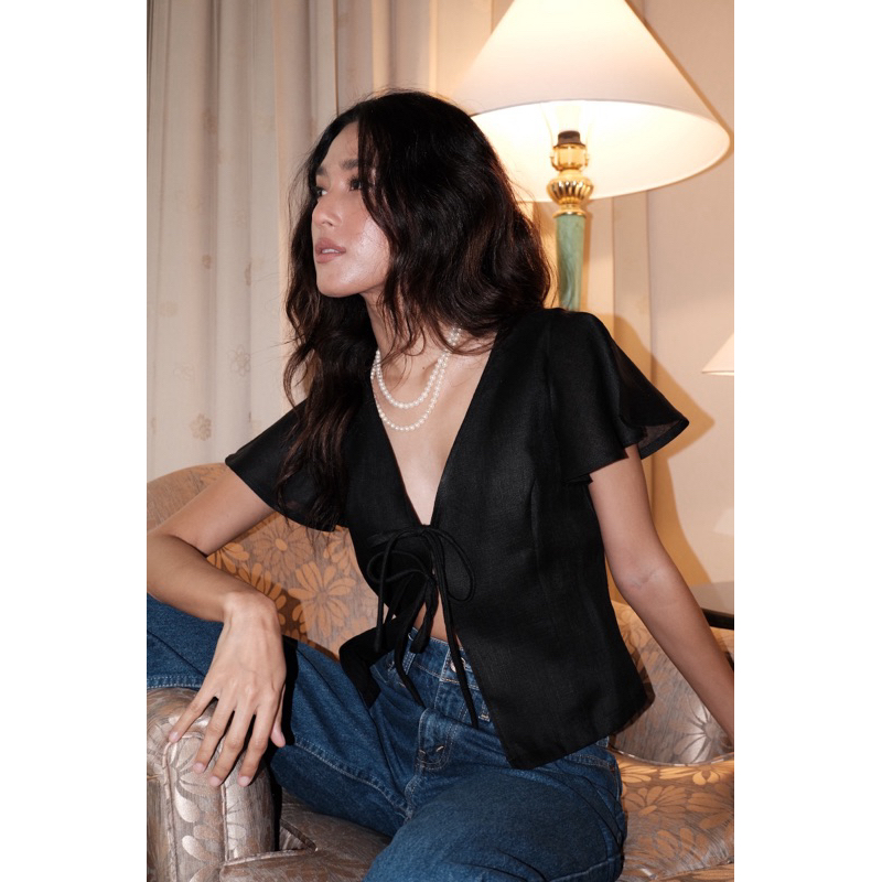 Moonwhile Bell Sleeves Ribbon Top