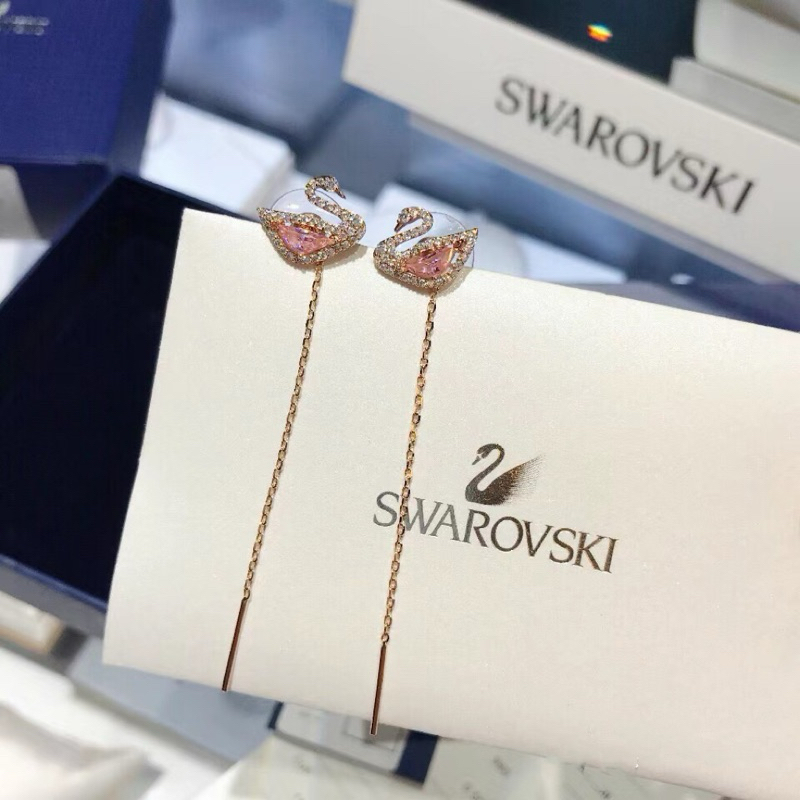 พร้อนส่ง ที่ไทย ของแท้100% Swarovski แท้กุหลาบทองสีชมพูหงส์คริสตัลต่างหูของขวัญวันวาเลนไทน์