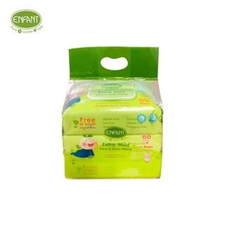 Enfant extra moist face & body wipes ทิชชูเปียกอองฟองต์ รุ่นห่อใหญ่ 180 แผ่น/ห่อเล็ก 176 แผ่น