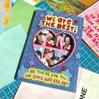 โปสการ์ดพับใส่รูปได้ เจาะรูรูปหัวใจ ลาย We’re the best