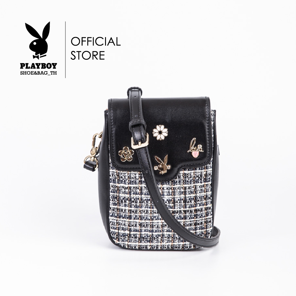 Playboy:Cutie Women's Bag กระเป๋าสะพายข้างผู้หญิง รุ่นST-BS242PB106 กระเป๋าใส่มือถือชิโนริแต่งอะไหล่