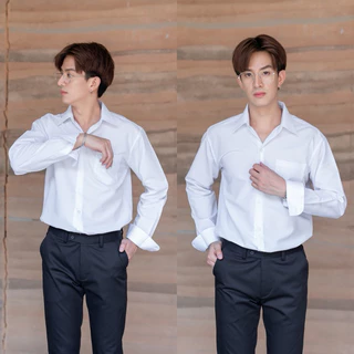 เสื้อนักศึกษาชาย เสื้อนักศึกษาชายแขนยาว แขนสั้น รอบอก 36“-56” ผ้านิ่มใส่สบาย สีขาวนวล ขาวสว่าง ขาวโอโม่