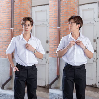 เสื้อนักศึกษาชาย เสื้อนักศึกษาชายแขนยาว แขนสั้น รอบอก 36“-56” ผ้านิ่มใส่สบาย สีขาวนวล ขาวสว่าง ขาวโอโม่