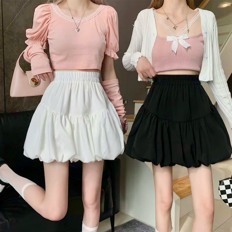Korea Balloon Skirt New!!!กระโปรงทรงบอลลูน ซับในกางเกง ใส่แล้ว ความบอลลูนชัดม๊ากก น่ารักม๊ากก..