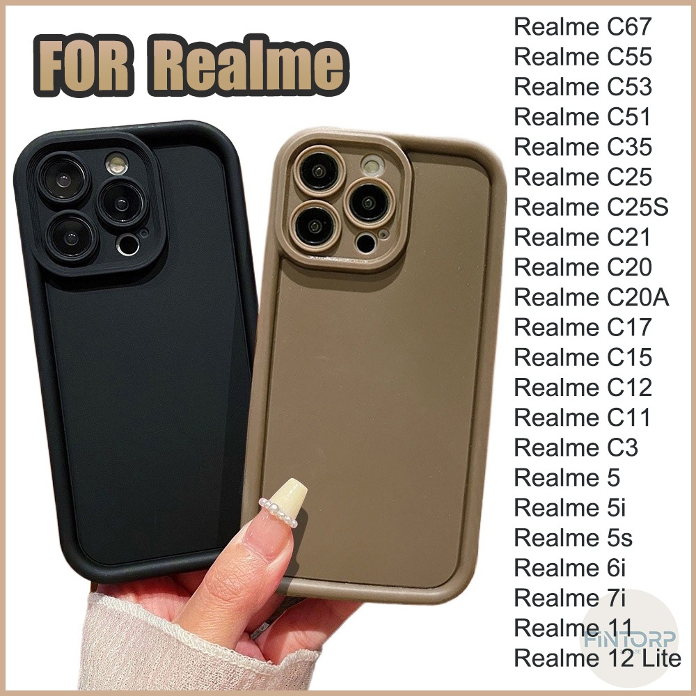 เคสโทรศัพท์For Realme 5i 5s 6i 11 12 Lite C67 C55 C53 C35 C30 C25 C12 C21 C20 C11 C15 C17 A58 A57 A54 A17 สีทึบกันกระแทก