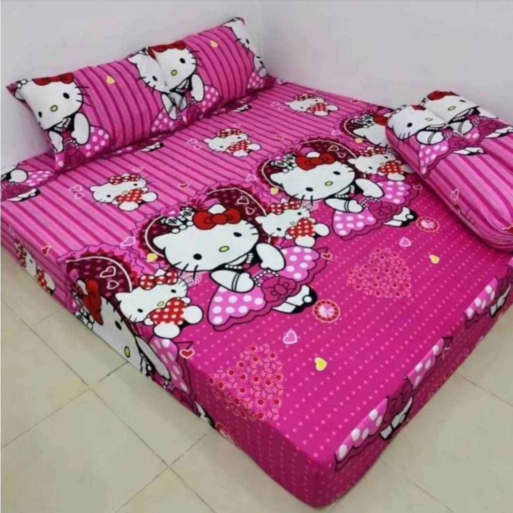 ผ้าปูที่นอนลายคิดตี้(เฉพาะผ้าปู1ผืน)ขนาด 3.5/5 และ6ฟุตผ้าคอตตอนหนาไม่ป็นขนสีไม่ตกราคาจำหน่ายปลีก-ส่ง