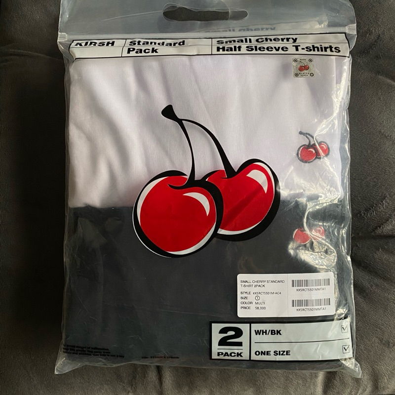 KIRSH cherry เสื้อยืด Kirsh 🇰🇷 แท้ size 1 ทรงผู้หญิง ของใหม่ Pack 2 ชิ้น ขาว&ดำ Sale #kirshthailand