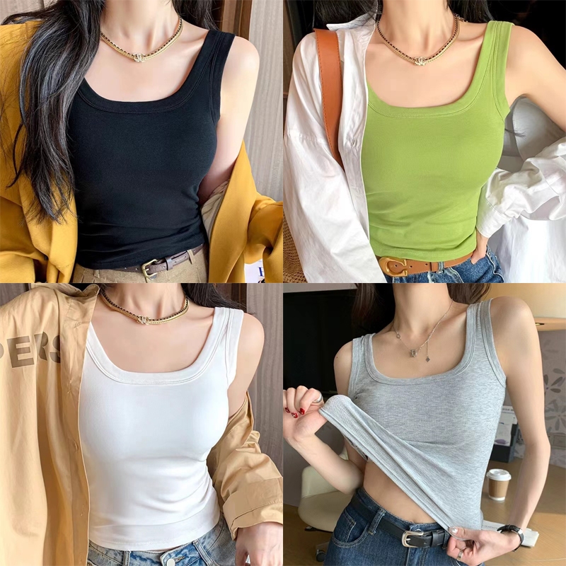 เสื้อสายเดี่ยวแฟชั่น ผ้ายืดตามตัว เสื้อคล้องคอผู้หญิง เซ็กซี่สไตล์เกาหลี โชว์หลัง มีฟองน้ำในตัว