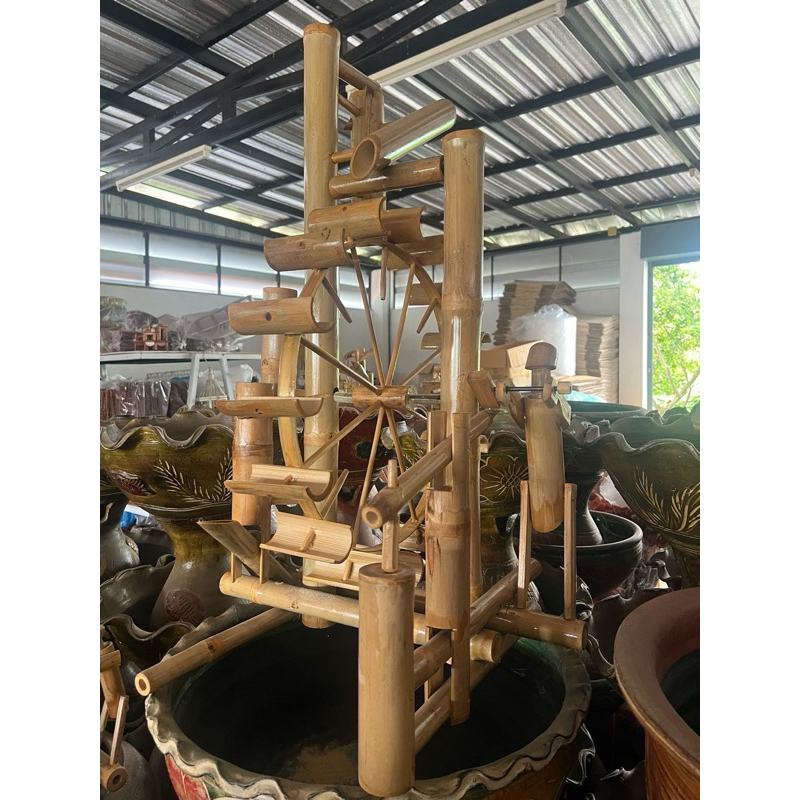 กังหันไม้ไผ่(handmade)ขนาดใหญ่ กังหันน้ำไม้ไผ่ ขนาดสูง90 cm