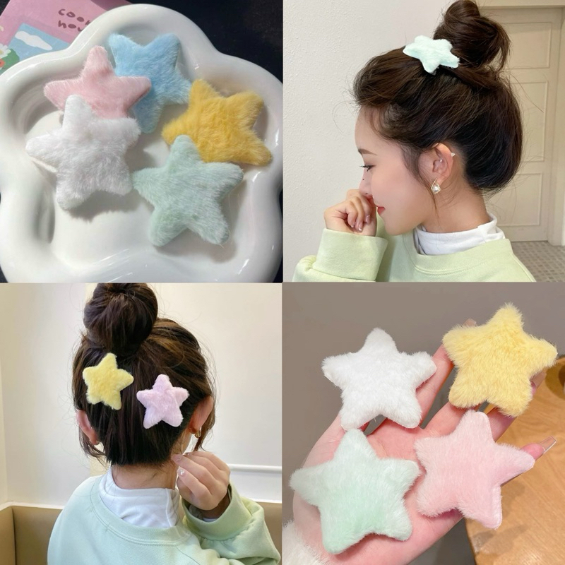 กิ๊บติดผมดาวสีพาสเทลนุ่มนิ่มน่ารัก 6 ชิ้น 6 สี พร้อมส่ง ในไทย