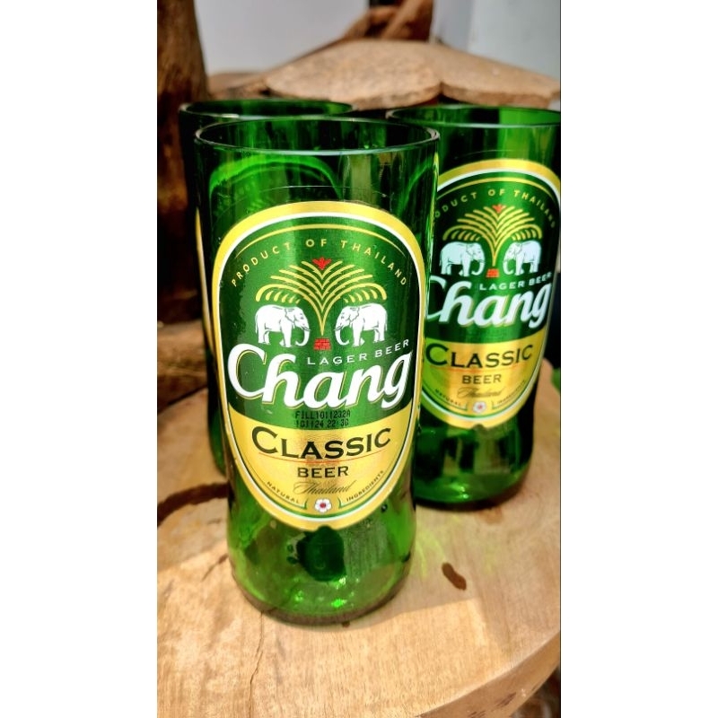 แก้วตัดจากขวด Chang ช้าง ลบคมขัดเงาแบบละเอียด ติดสติ๊กเกอร์กันน้ำให้เรียบร้อย งานDIY (ราคาต่อ 1ใบ) ยาว 16.5 cm กว้าง 7cm ราคา ถูกที่สุด ดีลบีเคเค แกลเลอรีภาพที่ 6