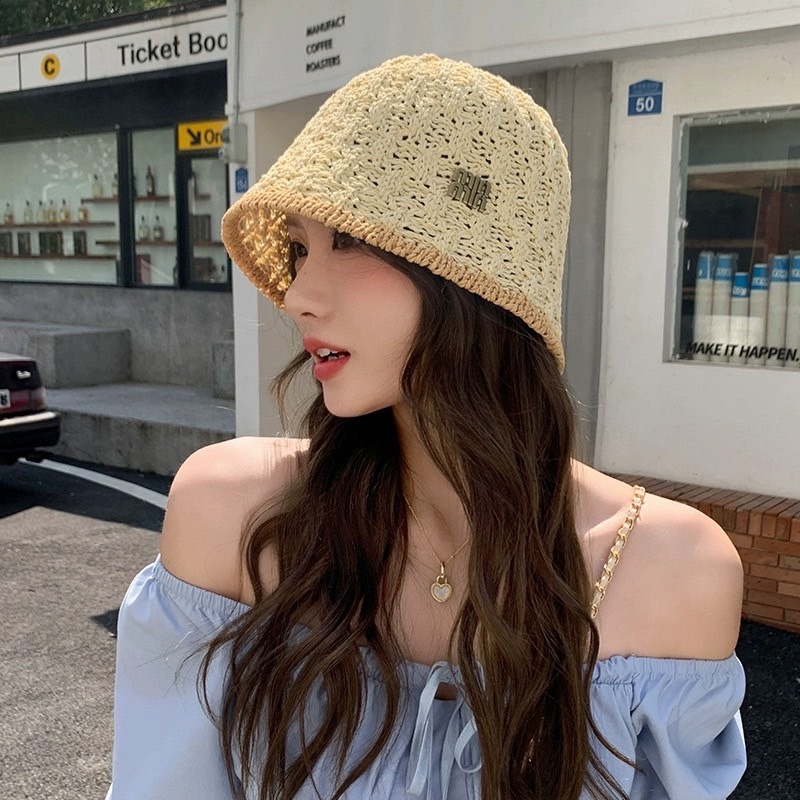 หมวกบัคเก็ต หมวกทรงถังใส่กันแดด ใส่เที่ยวคาเฟ่ สินค้าพร้อมส่งจากไทย S097