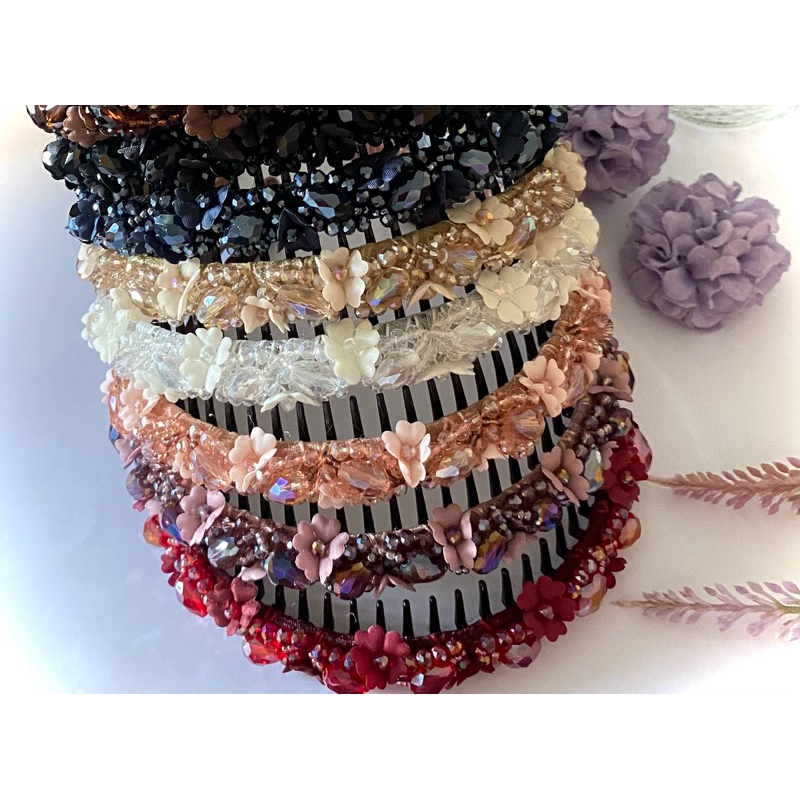 ที่คาดผมคริสตัล ประดับคริสตัล Hand made เรียบ หรู ดูดี แมทง่าย หลากหลายสไตล์