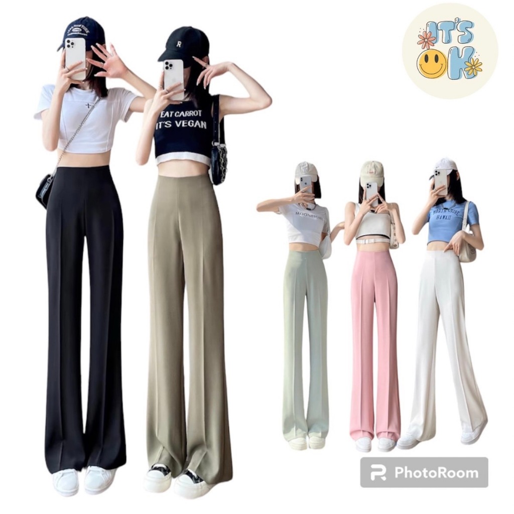 IT’S OK กางเกงขาม้า เอวสูง รุ่นชิปข้าง ทรงสวย ใส่แล้วดูสูงเพียวK03