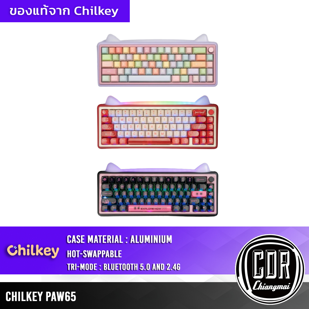 CHILKEY PAW65 Custom Keyboard 65% คีย์บอร์ดไร้สาย เคสอลูมิเนียม พร้อมหูแมวสุดคิ้วท์ | ประกันศูนย์ไทย
