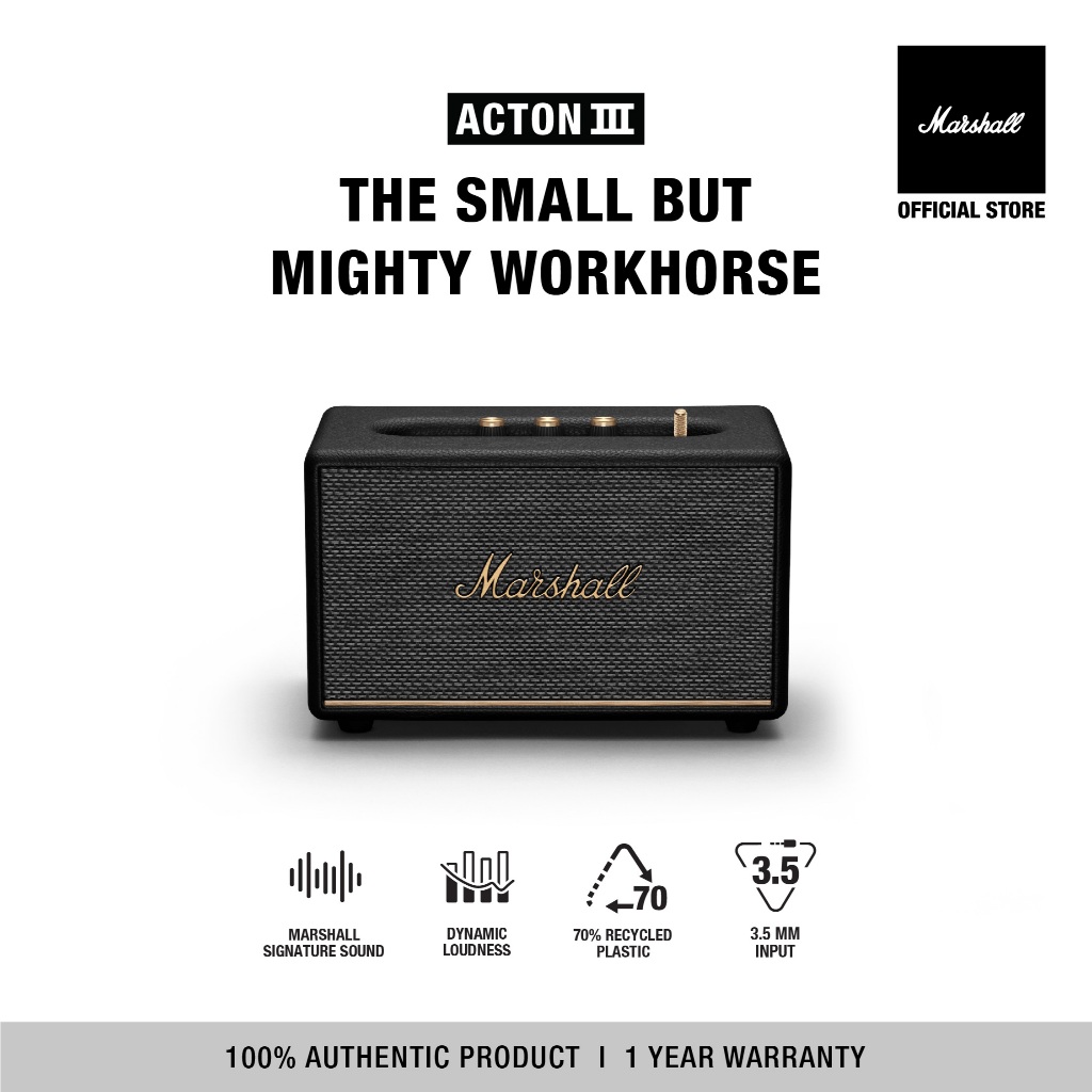 MARSHALL Acton III Black - รับประกัน 1 ปี + ส่งฟรี- ลำโพงบลูทูธ ลำโพง marshall ลําโพง bluetooth