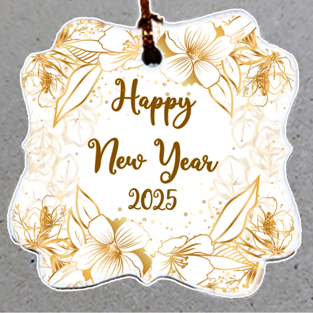 ป้ายTag Happy new year2025 ขนาด5*5cm พร้อมเชือก พร้อมส่ง