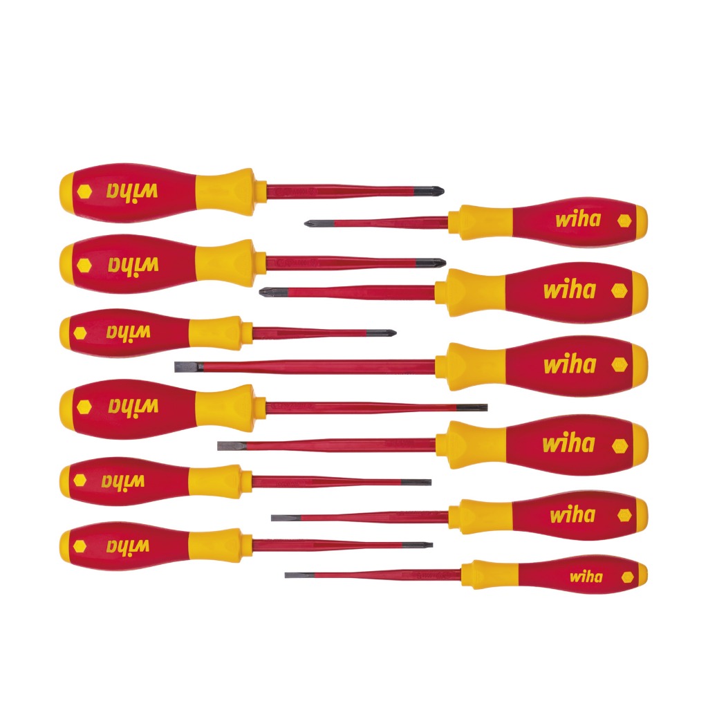 WIHA ไขควง VDE Screwdriver set SoftFinish® electric slimFix 12 ตัว/ชุด Series 3201 No.41003