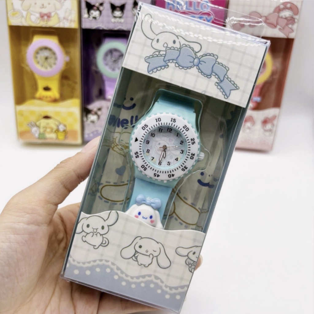 นาฬิกาเด็ก pastel แบบสายปรับได้ มีลาย cinnamonroll , kuromi , mindmelody ,pompompurin (TOY784)