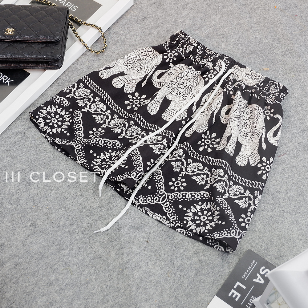 กางเกงช้าง lll Freesize lll COM005 ขาสั้น สายรูดใช้งานได้จริง ผ้าไหมอิตาลี เนื้อผ้านุ่มลื่น ใส่สบาย