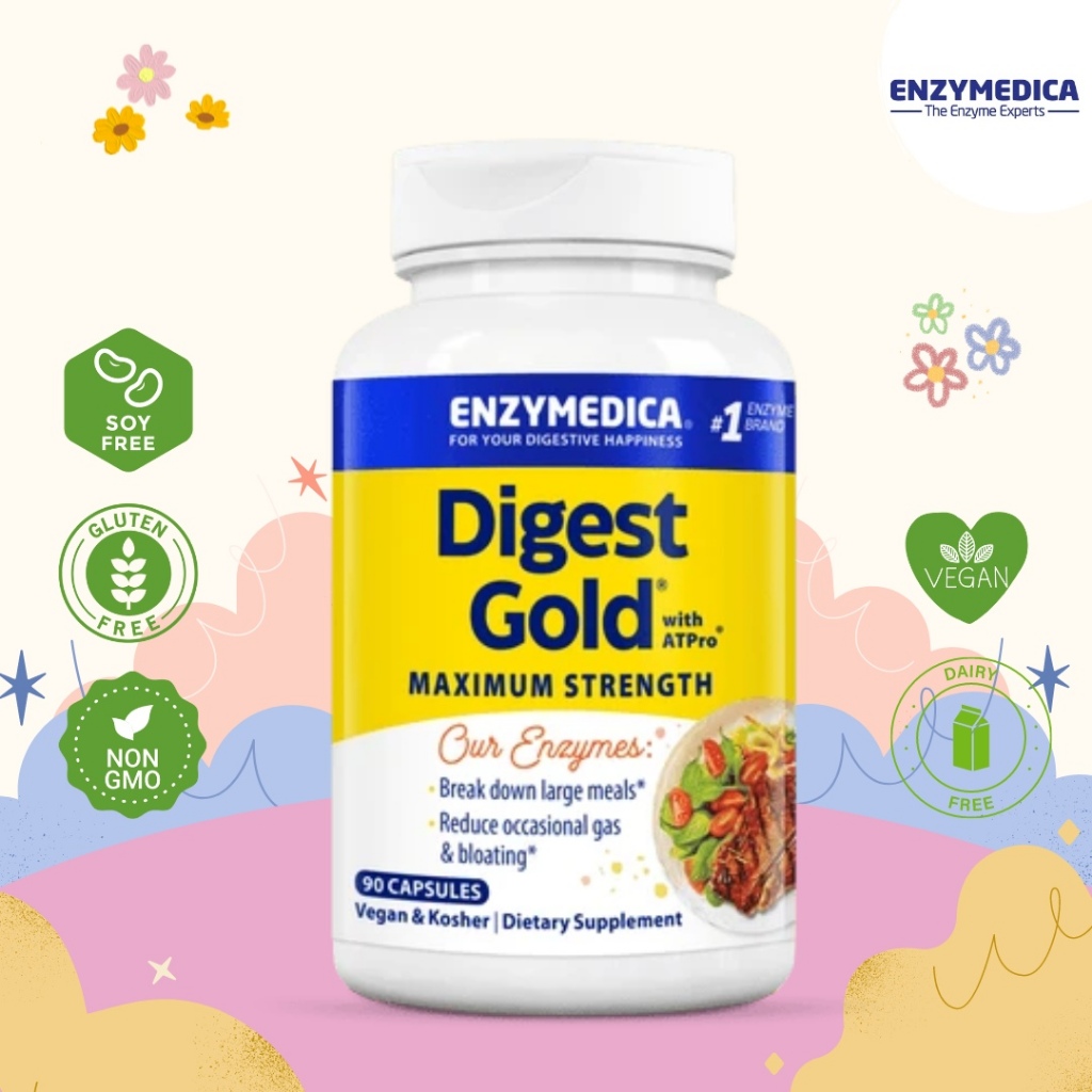 Enzymedica Digest Gold with ATPro 21-120 Capsules 🍀ช่วยย่อยอาหารสำหรับอาการท้องอืด ท้องเฟ้อ แน่นอึดอัดมากกว่าปกติ🍀