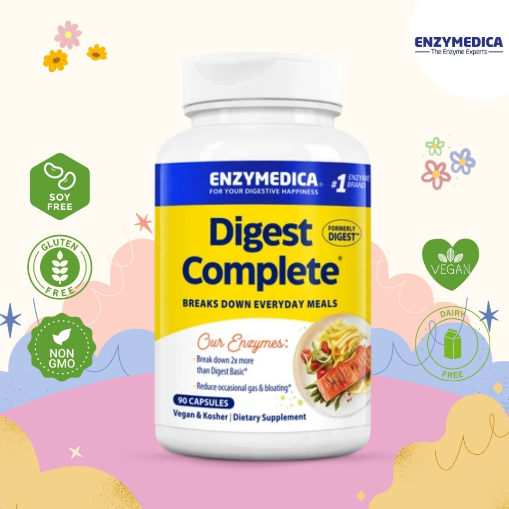 Enzymedica Digest Complete 30-180 Capsules 💕⚡เอ็นไซม์ช่วยย่อยอาหารในผู้ที่มีอาการท้องอืด ท้องเฟ้อเป็นประจำ⚡💕