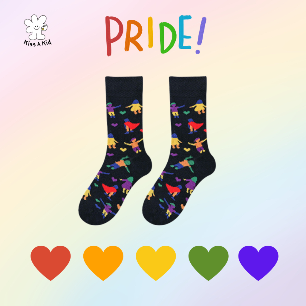 kiss.a.kid ถุงเท้าเด็กแฟชั่น ข้อสูง : ลาย pride sock