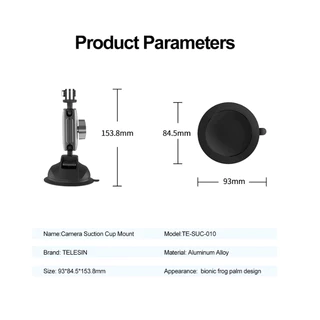 Telesin GoPro / DJI / Insta360 Suction Cup Mount ที่วางโทรศัพท์และกล้องแบบจุกดูด