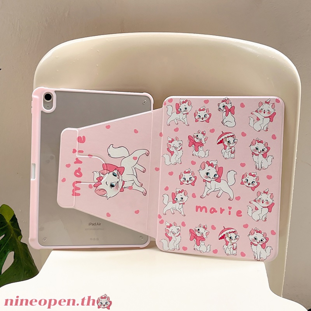 ⚡พร้อมส่ง⚡เคส iPad Gen12 gen11 Air8 พร้อมถาดใส่ปากกา Marie Cat เคสiPadหมุน 360°iPad Air7 Air6 11/13