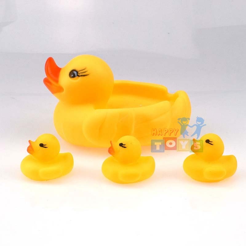 ชุดเป็ดมีเสียง ชุดของเล่นอาบน้ำ เป็ดอาบน้ำ ชุดเป็ด 4ชิ้น - รูปที่ 3