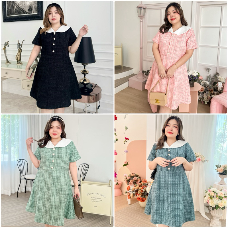 สาวอวบ// Ivy Dress // XL-5XL // เดรสผ้าทวีด