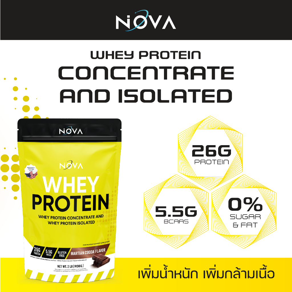 [ 1 ถุง ] Nova Concentrated and Isolated Whey protein เวย์โปรตีน 1 ถุง