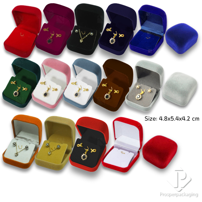 รวมกล่องกำมะหยี่ใส่เครื่องประดับ ต่างหู สร้อยคอ จี้ เพิ่มมูลค่า จัดโชว์เรียงได้ง่ายมีสีให้เลือก (26)