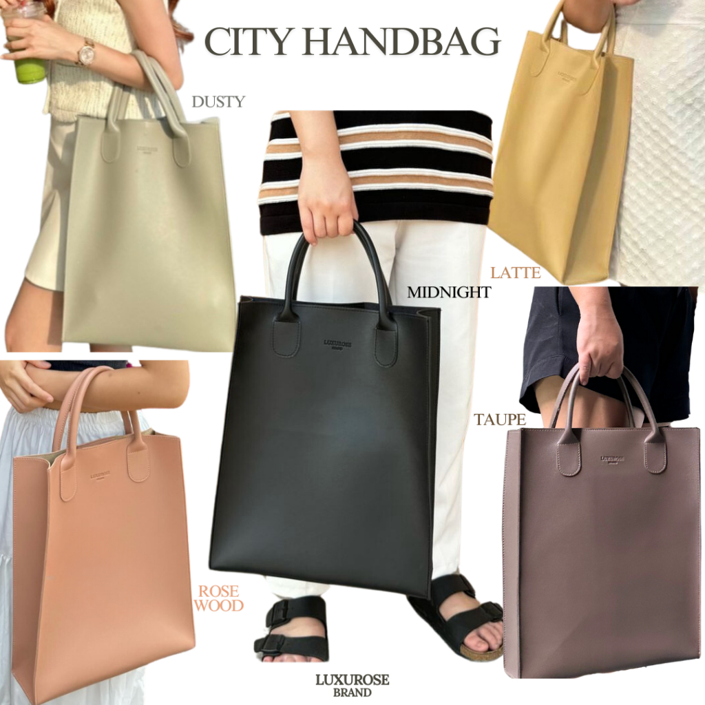 กระเป๋าเอกสารLUXUROSE CITY HANDBAG หนังPUใบใหญ่ เรียบหรูใส่A4,NotebookและIpadได้ สะพายไหล่ได้ พร้อมส่ง