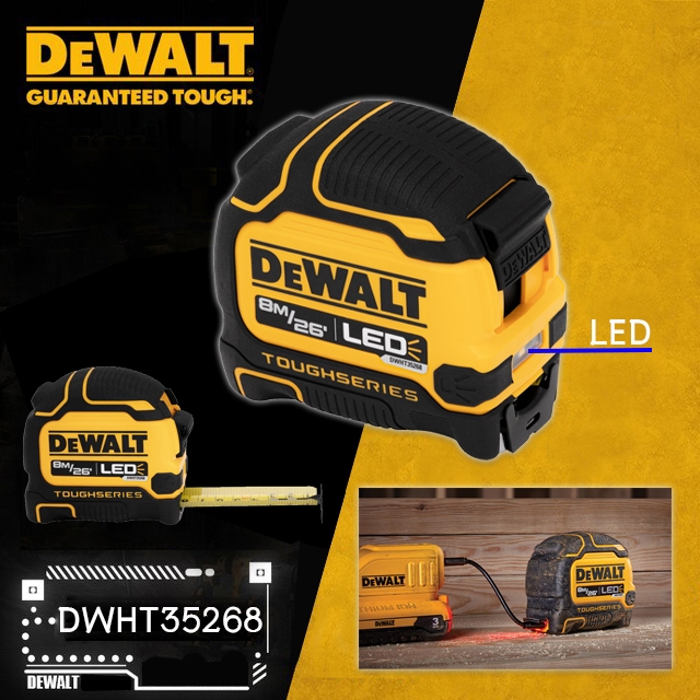 DeWalt DWHT35268S LED Lighted Tape Measure ตลับเมตร มีไฟ LED รุ่น DWHT35625