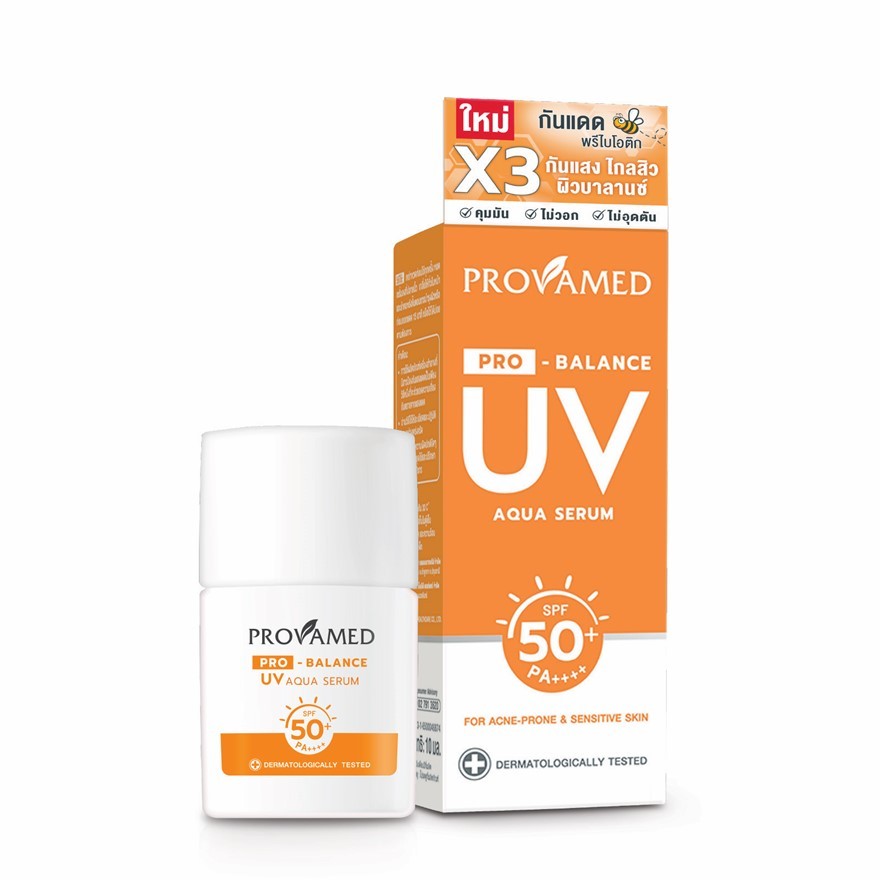 PROVAMED PRO-BALANCE UV AQUA SERUM 10ML โปรวาเมด โปร-บาลานซ์ ยูวี อควา เซรั่ม กันแดด เอสพีเอฟ 50+ พีเอ++++ 10 มล.