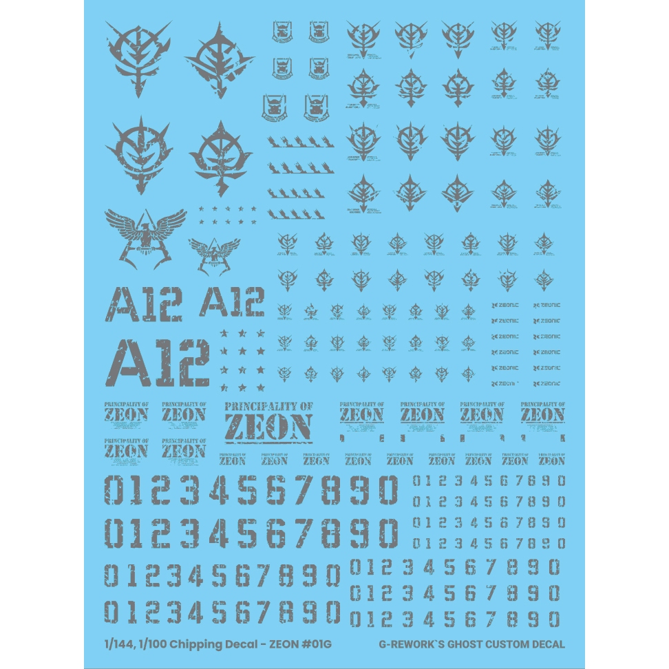 พร้อมส่ง G-REWORK CUSTOM DECAL CHIPPING DECAL_ZEON_01_GRAY