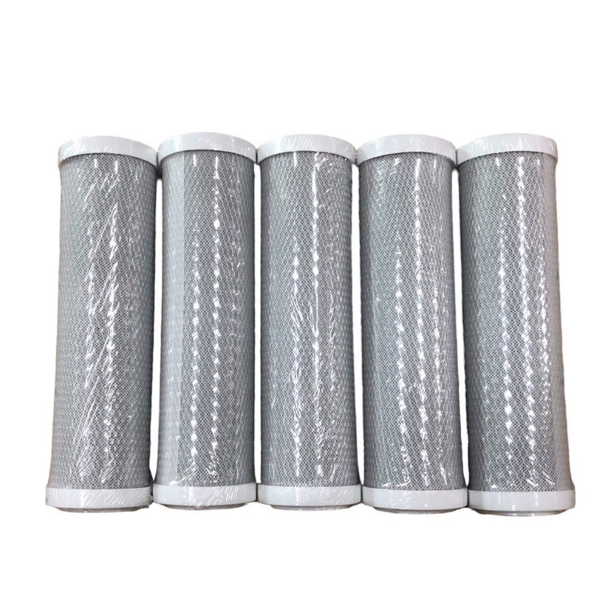 ไส้กรองน้ำคาร์บอนบล็อค Carbon Block (CTO) ขนาด 10x2.5 นิ้ว ความละเอียด 5 ไมครอน จำนวน 5 แท่ง