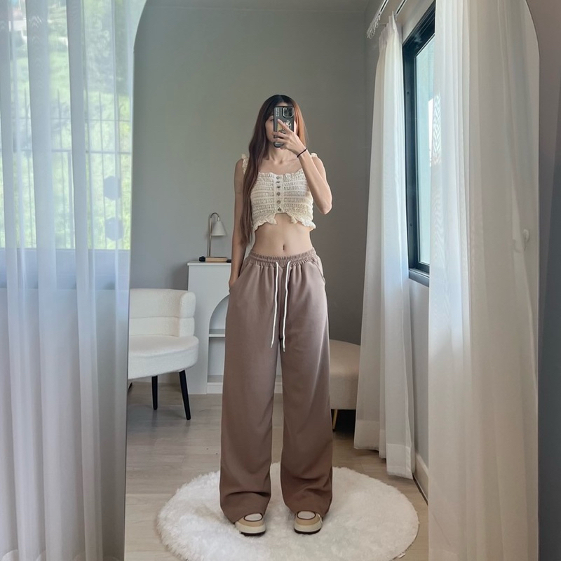 Vandy Pant กางเกงวอร์มขากระบอก ผ้ายืด ราคา ถูกที่สุด ดีลบีเคเค แกลเลอรีภาพที่ 2