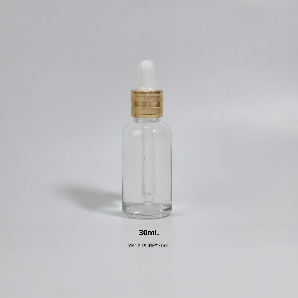 ขวดแก้วพร้อมดรอปเปอร์(ฝาเอสเต้ทอง จุกขาว)ขนาด 5ml 10ml 15ml 20ml 30ml 50ml 100mlหัวบีบหยด ใส่เซรั่ม เอสเซ้นต์ ขวดแบ่ง