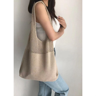 🌈พร้อมส่งจากไทย🌈กระเป๋าถือ กระเป๋าสะพายไหล่ ผ้าถักโครเชต์ ฉล…