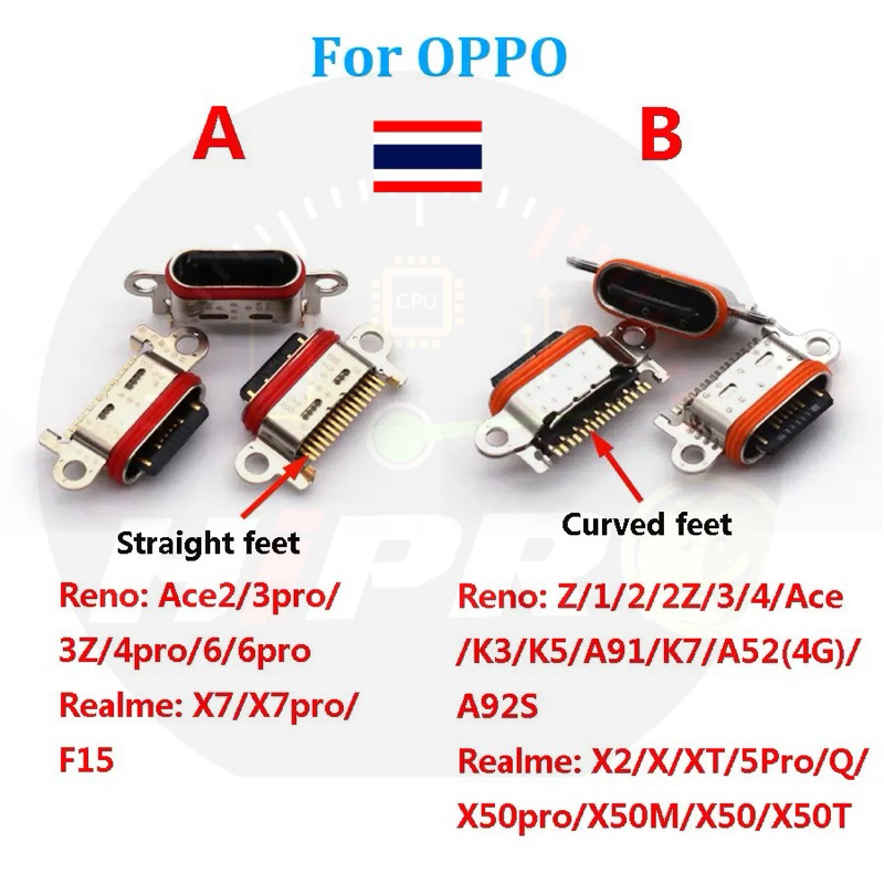 ก้นชาร์จ ตูดชาร์จ OPPO Reno 2 2Z Z 4 3 Pro 5 6 7 A91 A92S Realme X X2 X50 Pro find USB Type C อะไหล่