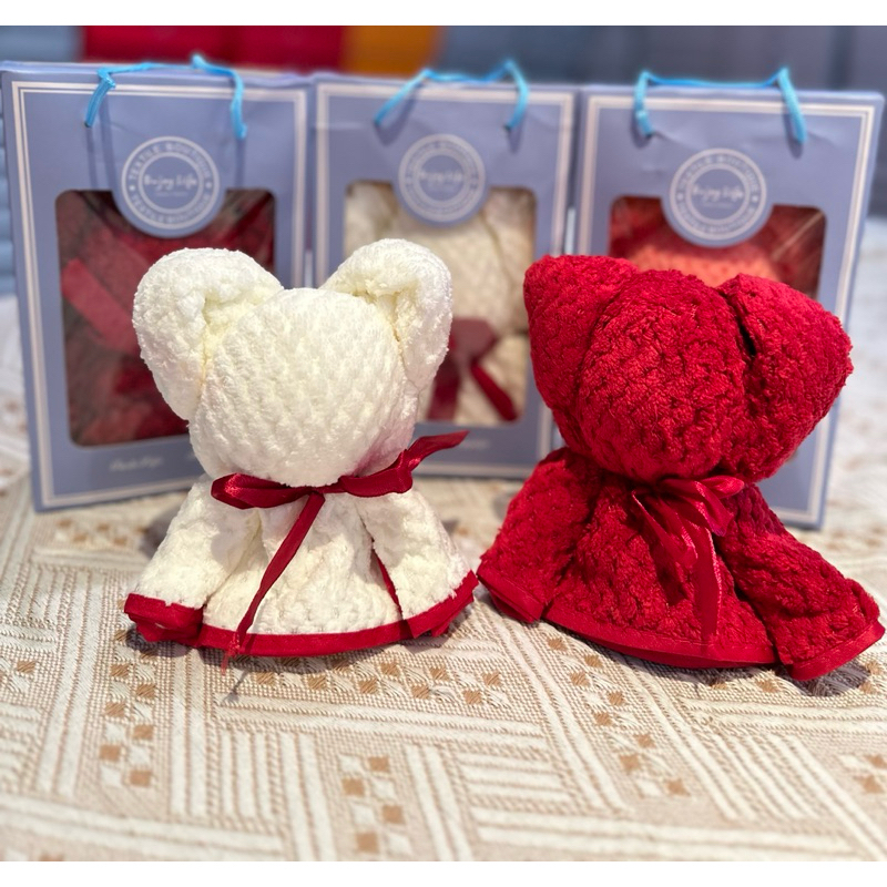 🧸สินค้าใหม่ 🧸ของชำร่วยงานแต่ง ผ้าขนหนู รูปหมี สุดน่ารัก พร้อมถุง สุดหรูหรา