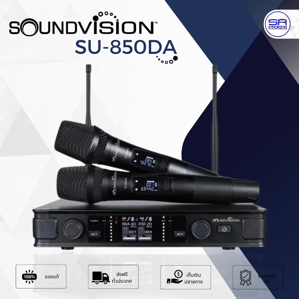 (ส่งฟรี/ผ่อน0%) SOUNDVISION SU-850DA Wireless Microphone ไมค์ลอยถือคู่ ไมโครโฟนไร้สาย ไมโครโฟน ย่าน 
