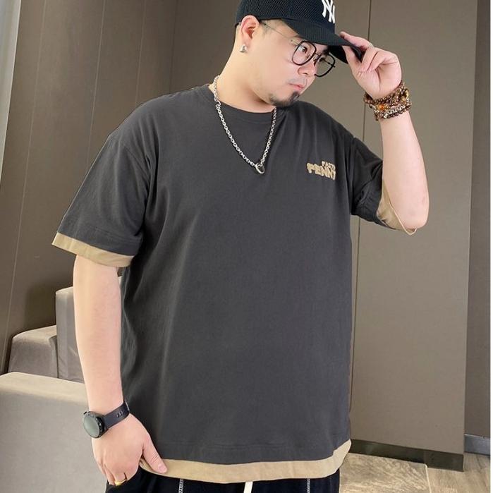 🔥80-150KG🔥เสื้อยืดชาย เสื้อยืดไซส์ใหญ่ แบบเรียบง่าย แขนสั้น คอกลม ใส่สบาย คนอ้วนก็ใส่ได้ แฟชั่นฤดูร้อน