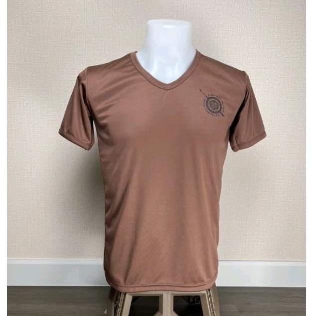 เสื้อรองในตำรวจ​ ทหารบก​ สีน้ำตาล​ ใส่ซับใน​ ผ้าไมโคร​ คอกลม​ คอวี