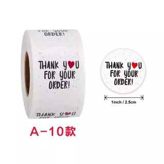 สติ๊กเกอร์ขอบคุณ สติ๊กเกอร์ดวงเล็ก 500ดวง / ม้วน สติ๊กเกอร์thank you ลวดลายน่ารัก ฉีกไม่ขาด